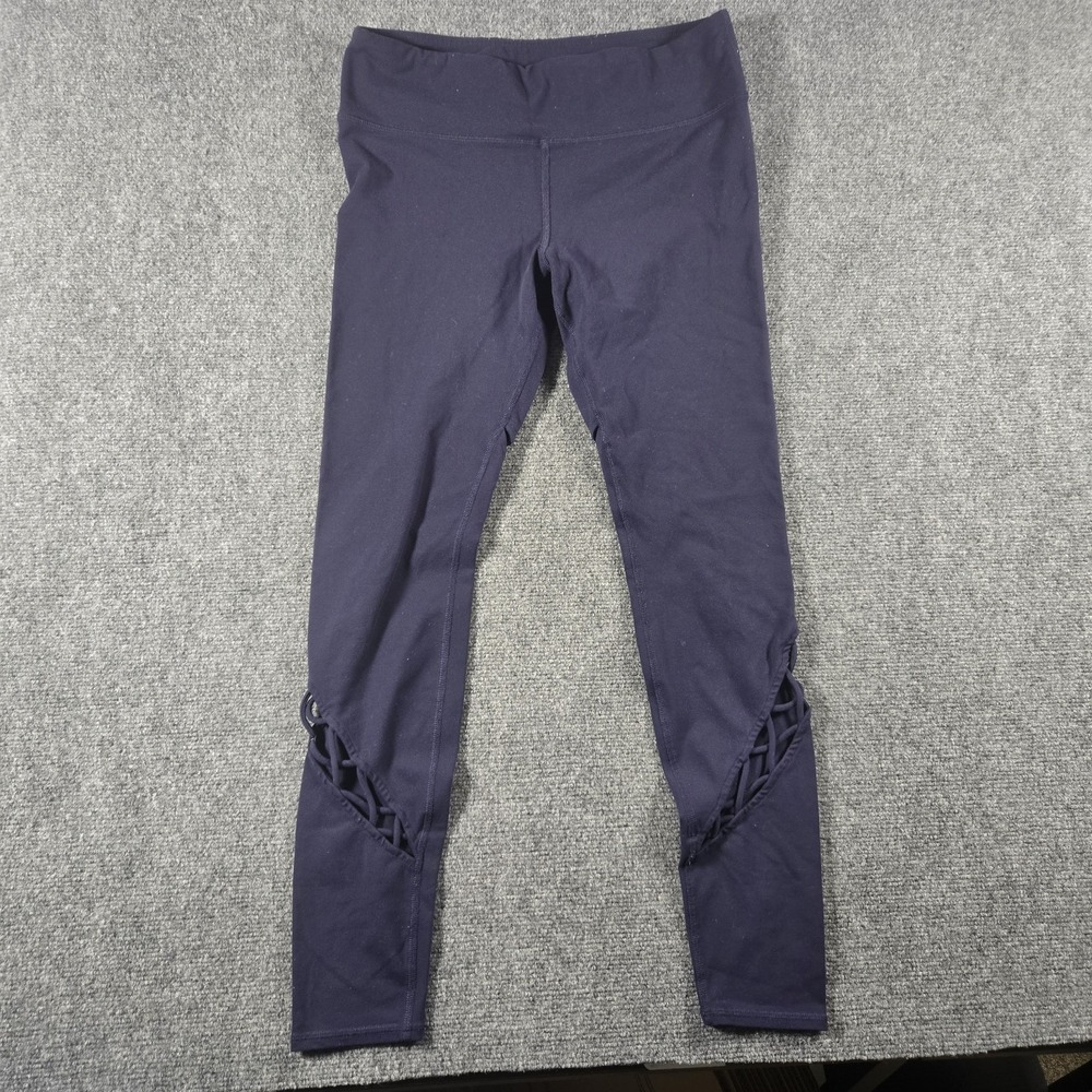 Alo Pants Womens L Blue Navy Legging Athletic Training Gym Yoga Stretch Entwine